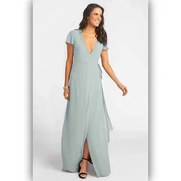 Show Me Your Mumu Baby Blue Wrap Dress - Picture 4 of 10